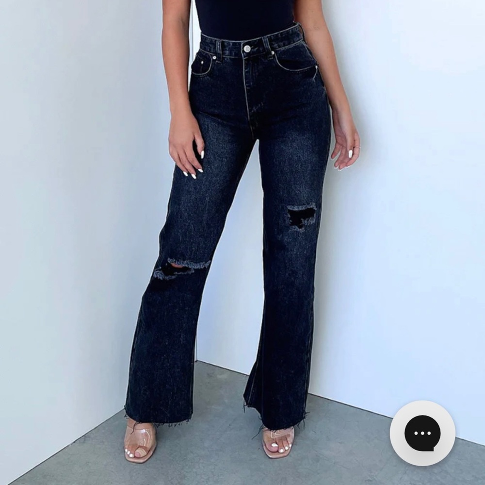 That’s so Fetch VARSKI SEMI-WIDE LEG JEANS - BLACK DENIM